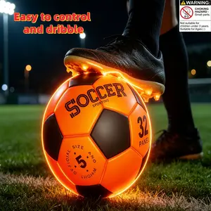 Glow-In-The-Dark Soccer Ball, Light-Up Football Toy for Indoor Outdoor Night Activities, Perfect Gift for Kids Aged 3+, Includes Pump