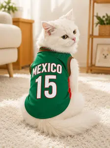 Mexico 15 Pet Sports Jersey for Dogs and Cats, Red Green Breathable Mesh Puppy Shirt, Sleeveless Soccer Style Dog Vest for Small Medium Pets, Lightweight Outfit for Walking, Photos, Parties, Everyday Wear and Outdoor Activities