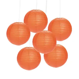 12" Orange Hanging Paper Lanterns - 6 Pc.