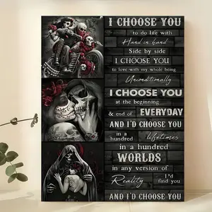 1pc I Choose You Inspirational Quote Canvas Art Print, Unframed 30.48x40.64cm Wall Decor Poster for Bedroom, Living Room, Kitchen, Corridor - Romantic Love and Commitment Wall Art