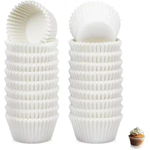 Natural Cupcake Liners 500 Count,Non-stick Mini Cupcake Liners White Muffin Liners Greaseproof No Wrappers Baking Cups (Mini Size) Bakeware Utensils