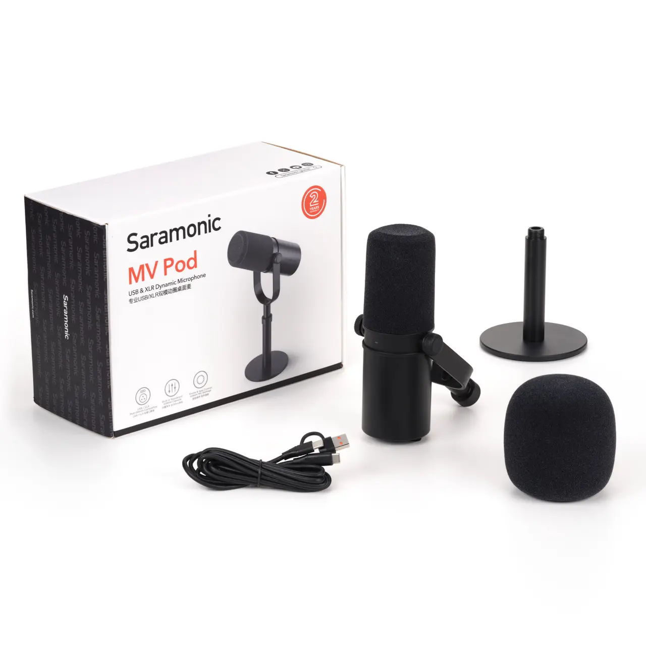 Saramonic MV Pod Dynamic USB & XLR Microphone for Podcasting, Live Streaming, Gaming & Recording