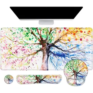 Mouse Pad With Wrist Rest, Large Mouse Pad, Ergonomic Gaming Desk Pad For Keyboard And Wrist Rest Set, 4-in - 1 Desk Mat For Keyboard And Mouse For Home, Office