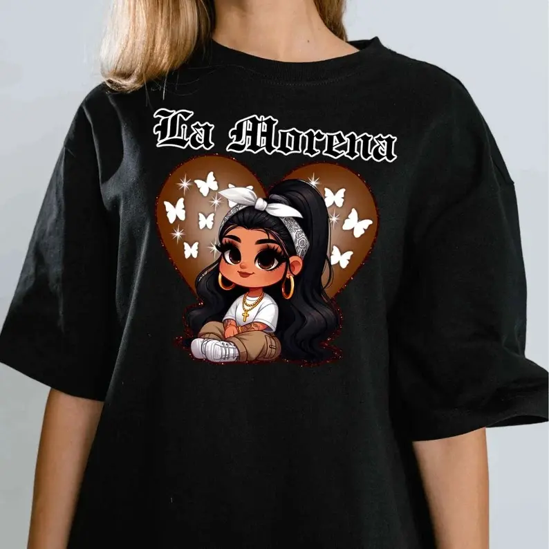 La morena Tshirt, chicana chola Shirt Sweatshirt Hoodie brown old school backdrop Unisex Tee