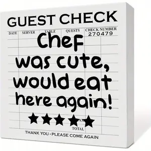 Kitchen Table Decor, Funny Kitchen Decoration Dining Room Counter Decor Kitchen Shelf Wooden Box Sign, Kitchen Housewarming Gifts for Chef Women Men, Would Eat Here Again 5x5 inch