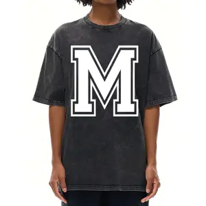 Stylish Varsity Washed Tee – Letter M Initial Monogram T-Shirt