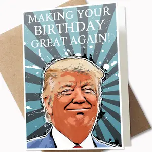 Trump Funny Birthday Card for 40th 50th 60th 65th 70th 75th 80th, Trump Gifts Merch, Trump Birthday Gifts for Women Her Him Men, Trump Merchandise 2024 (5 x 7 Inch Card with Kraft Envelope)