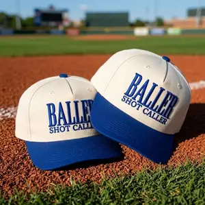 3D Puff Baller Shot Caller Embroidered Hat Game Day Two Tone Caps, Gif For Sport Baseball Lovers, Custom Thread Color