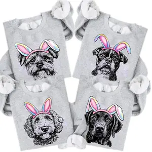 Puppy Love Dog Easter Sweatshirt, 50 Breeds Bunny Ears Graphic Crewneck, Cute Spring Pullover for Dog Lovers, Cozy Unisex Pet Lover Gift - ShamCren
