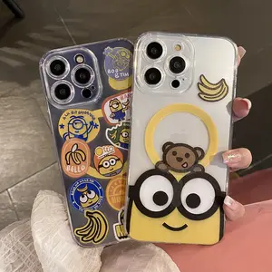 funny M- Minions Magsafe Magnetic Phone Case for iPhone 16 15 14 13 12 11 8 7 Plus Pro Max X XR XSMax Soft Clear Tpu Cover