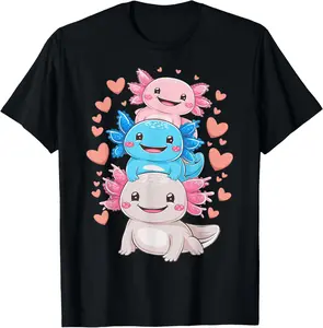 100% Cotton Axolotl Kawaii Anime cute Axolotls T-Shirt Breathable Fabric