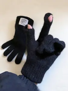 Unisex Thickened Knitted Gloves with Touchscreen Fingers, Warm Winter Accessories for Writing & Outdoor Activities