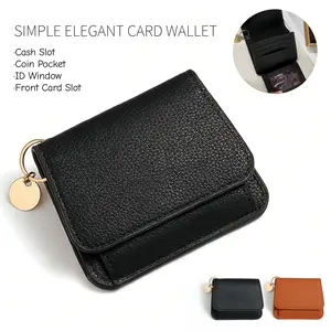 Women's Elegant Minimalist Short Slim Wallet All-match Trendy Mini 3 Bifold Purse RFID Blocking Card Holder Money Clip ID Window Compact Coin Purse Ideal Gift