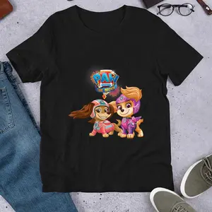 Enthousiasme Actif Dans L_Humour En Relief Paw Patrol Le Logo Du Film Avec Des Personnages Mignons F  T-Shirt