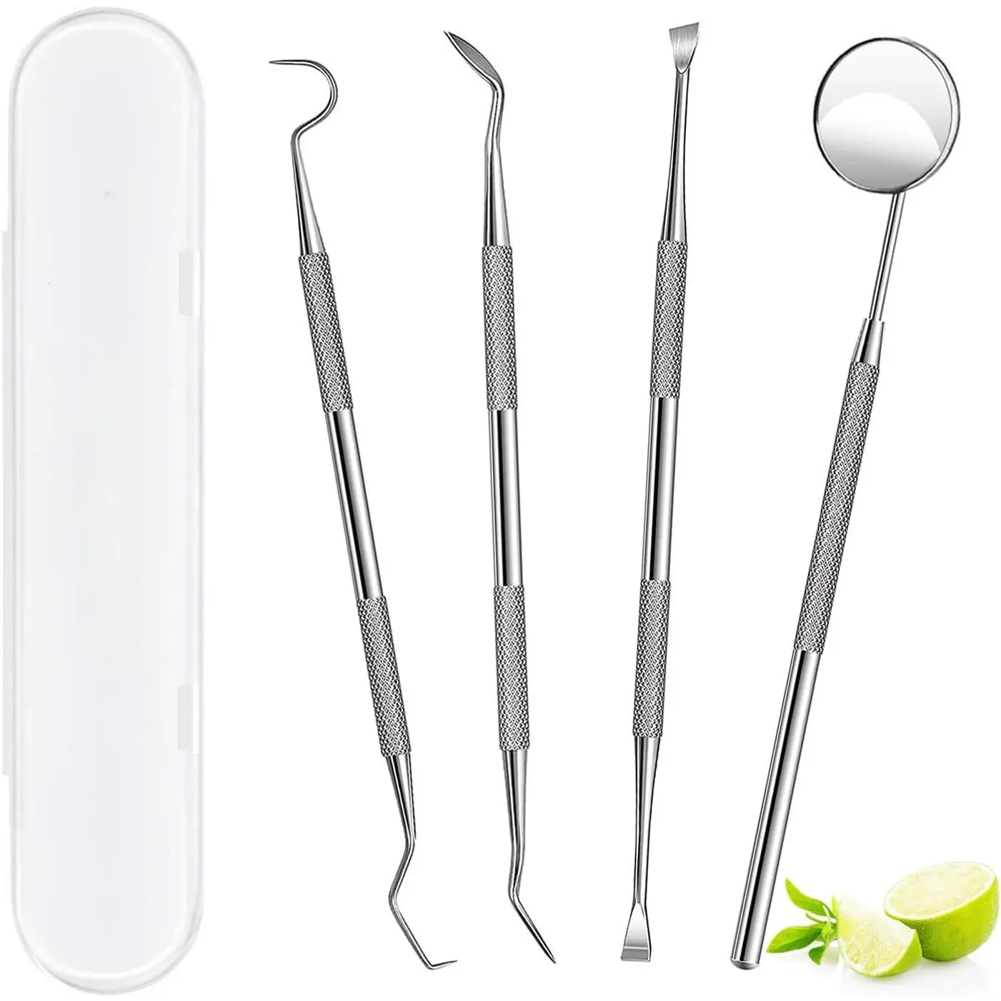 Dental Tools, Professional Teeth Cleaning Oral Care Hygiene Kit, Stainless Steel Dental Pick Tooth Scraper Tartar Plaque Remover for Dentist, Personal, Pet Use with Storage Box