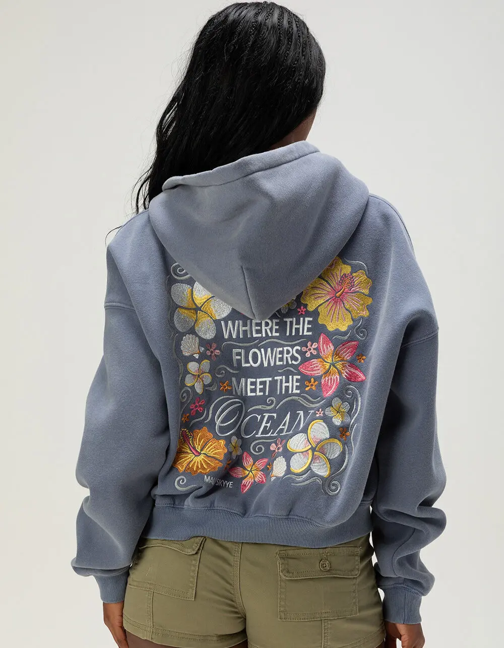MALIBU SKYYE Flowers Womens Zip-Up Hoodie