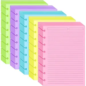 100 Sheets Junior Size Discbound Lined Refill Paper, A5 Loose Leaf Paper 5 Colors 8-Disc Refillable Pre-punched College Ruled Notebooks Planner Inserts, 120gsm Thicken Paper, 5.8'' x 8.2''