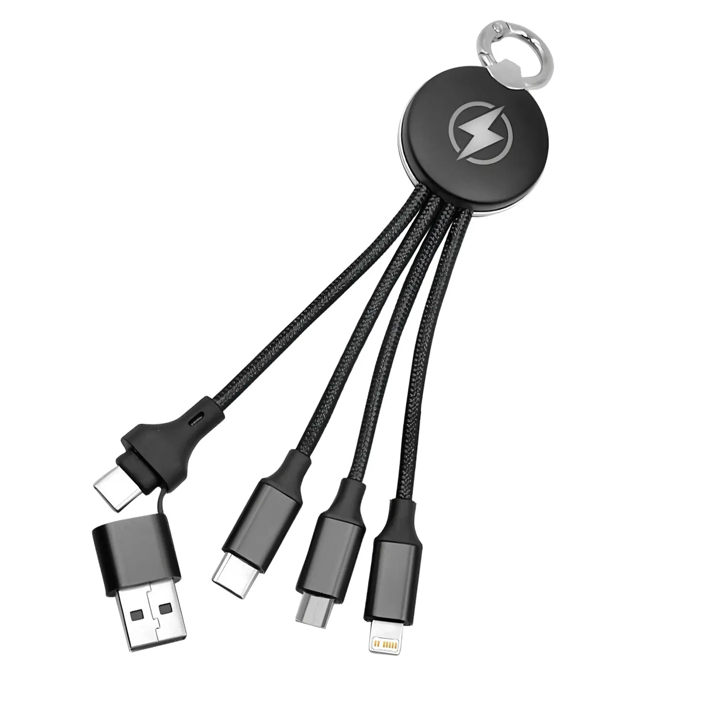 Portable USB PD Type-C Fast Charging Cable, Keychain Design with LED Indicator, Compatible with iOS & Micro-USB Devices