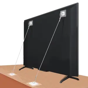 Adjustable 42" TV Safety Straps 2 Pack+4 Spare Adhesive Pad No-Drill Adhesive Anti-Tip Furniture Anchors Kit for Baby Proofing Secure Flat Screens Fix to Wall Cabinet Dresser Stand Or Desk