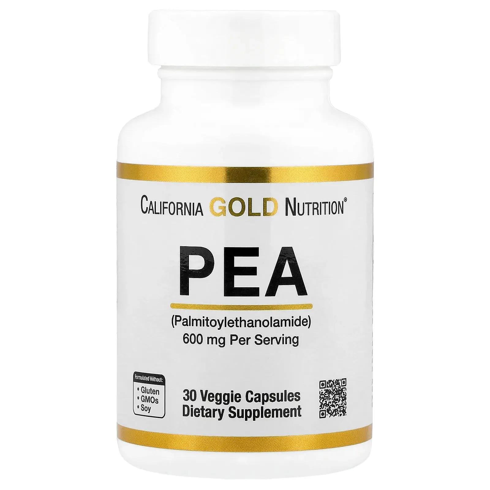 California Gold Nutrition PEA (Palmitoylethanolamide), 30 Veggie Capsules (300 mg per Capsule)