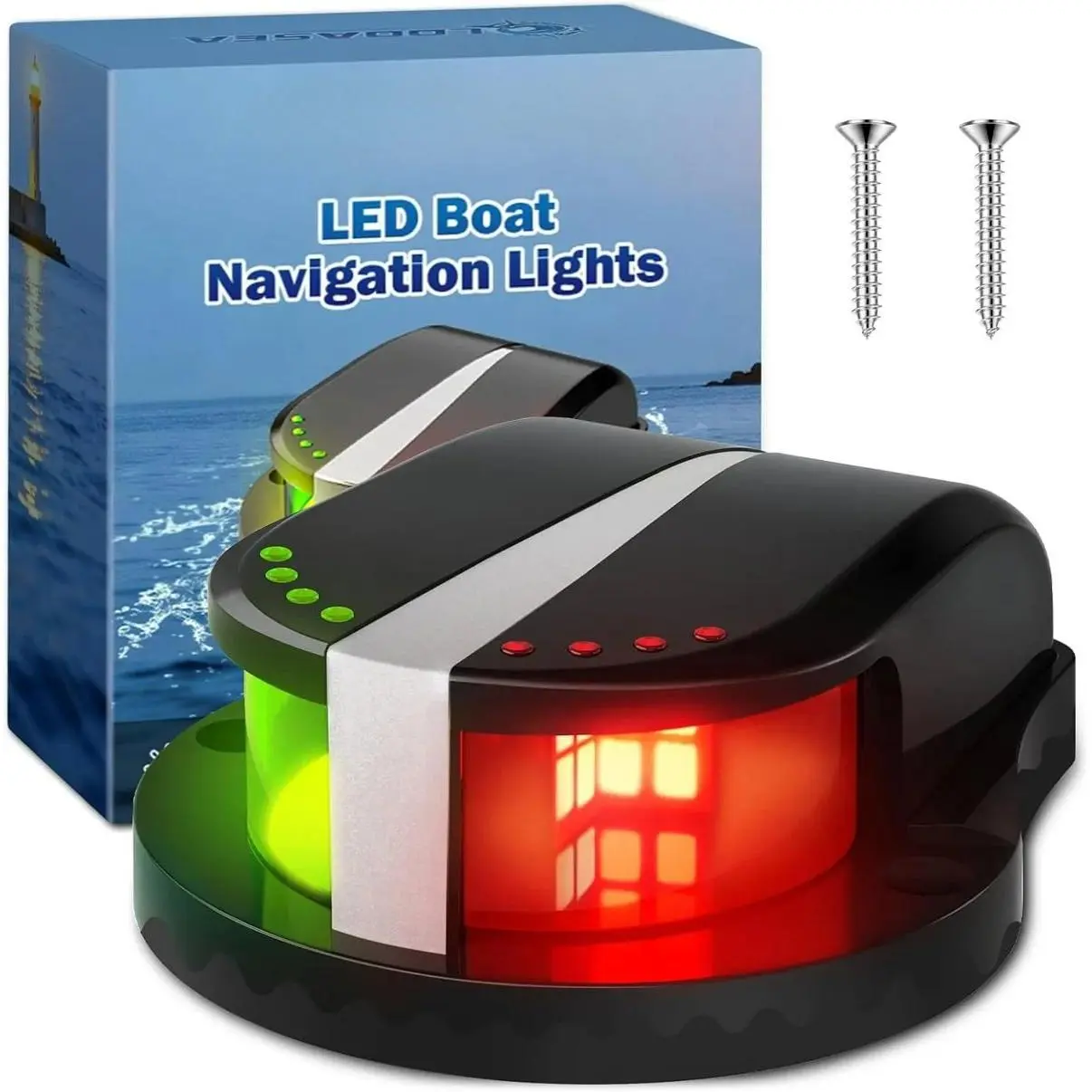 Boat Navigation Lights LED, Red and Green Marine Navigation Lights for Boats LED Waterproof IP67, 12V Bi-Color Bow Light for Boats, Pontoon, Fishing, Bass & Jon & Small Boat, Yacht