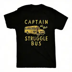 Mens Captain of the Struggle Bus T Shirt Funny Sarcastic School Bus Graphic Tee Cool Vintage Fashion Gift