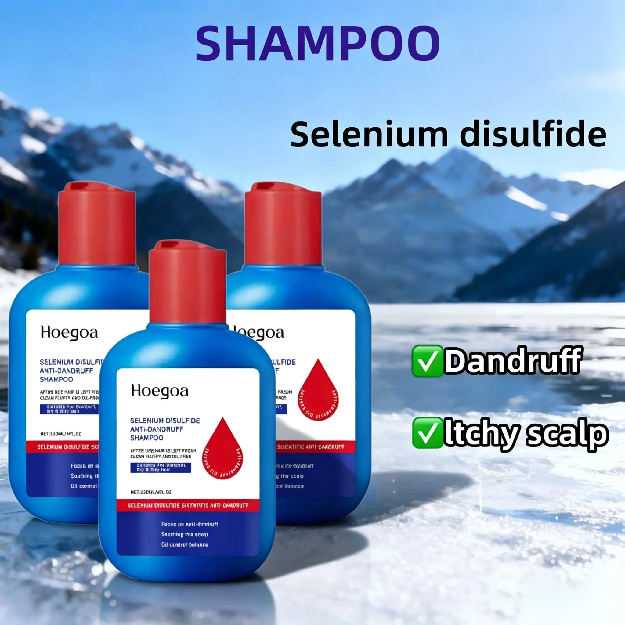 【Buy 2 Get 1 Free】Selenium Disulfide Shampoo Oil Control Refreshing Anti-Dandruff Anti & ltch,120ML x 3 Bottles Anti-Dandruff anti-itch