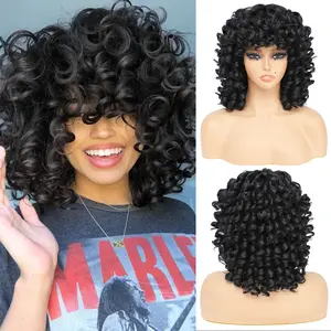 Afro Curly Wigs for Black Women, Gorgeous Fluffy Wig for Festival Party, Synthetic Affordable Wig, Perfect for Daily & Party Use.