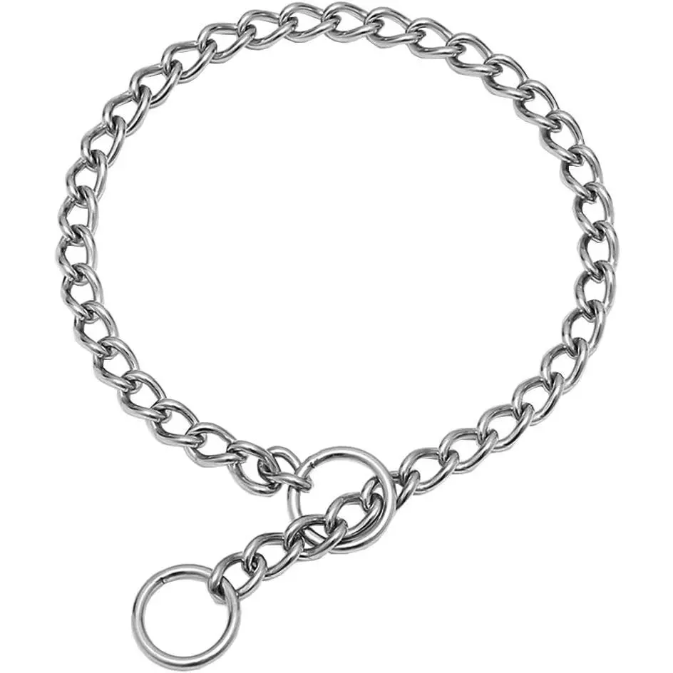 304 Stainless Steel Chain Dog Training Choke Collar, 4 mm Thickness, 26 in Total Length