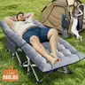 Folded 41" × 8" Folding Camping Cot Lounger with Mattress, Bed Frame & Carry Bag - Sturdy Double-Layer Oxford Fabric Camping Furniture, Extra Wide, Quick Open, Space-Saving for Outdoor Rest, Temporary Guest Bed