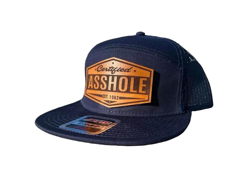 Customized Leather Patch Flat Bill Hat with "Certified A$$ole" Design - Personalizable Year Option