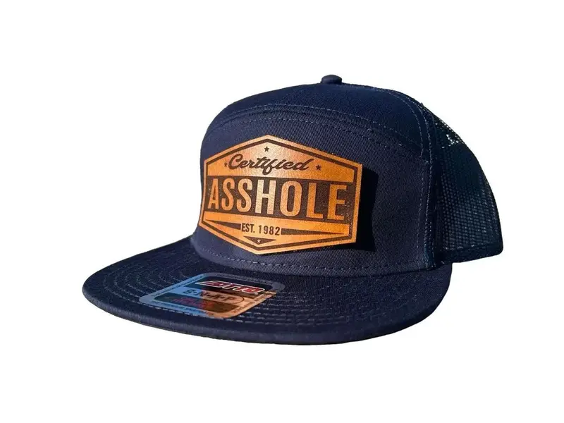 Customized Leather Patch Flat Bill Hat with "Certified A$$ole" Design - Personalizable Year Option