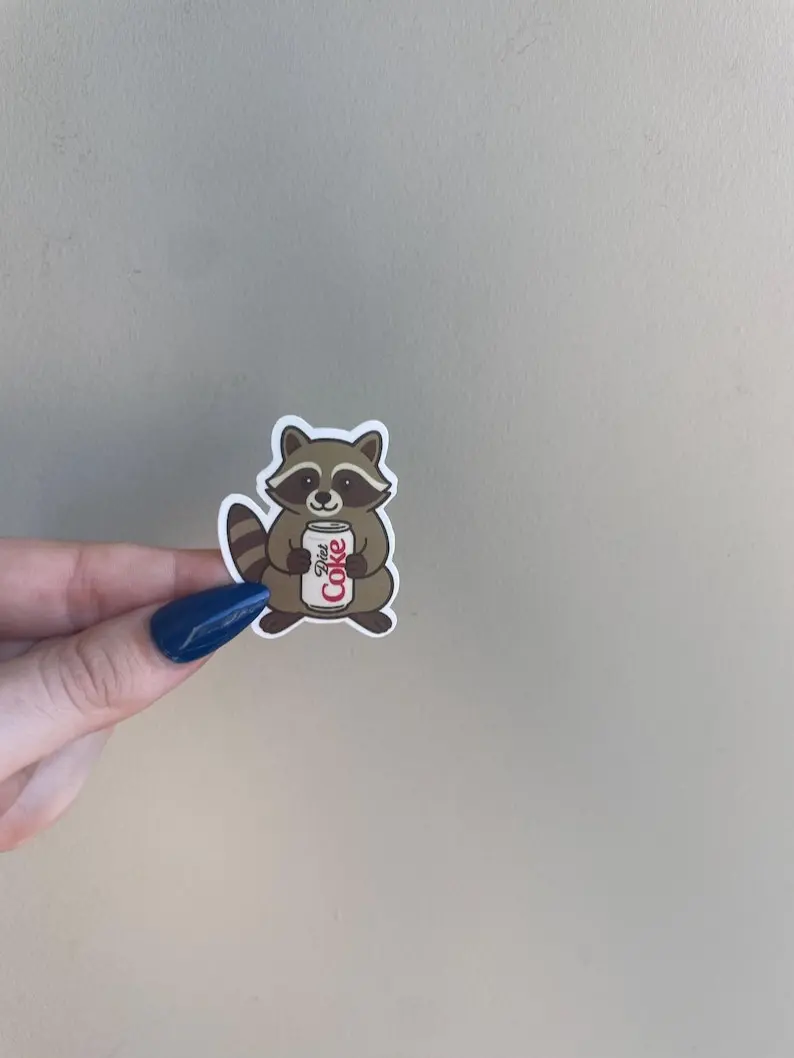 Raccoon with Diet Coke Sticker | Cute Animal Vinyl Sticker | Funny Aesthetic Decal | Nonsense Market