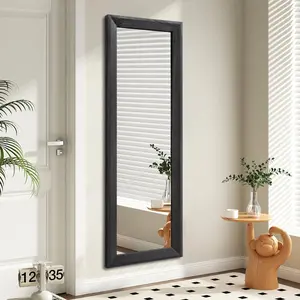 Full Length Mirror with Wood Framed Large Wall Mirrors 43"x14" Rectangle for Bedroom Living Room Dressing Room Entryway Black