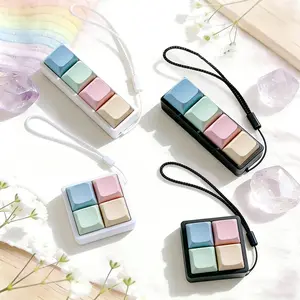 4 Button Mechanical Style Clicker Fidget Keychain - Trending Creamy Colorful 4 Key Keyboard Switch, Stress Relief Sensy Toy for Adults