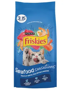Dry Cat Food Seafood Sensations With Salmon, Tuna, and Shrimp Flavors - (Pack of 4) 3.15 lb. Bags