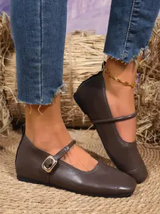Square Toe Mary Jane Shoes, Elegant Commute Footwear, Perfect Match with Denim Jeans, Stylish Women's Fashion