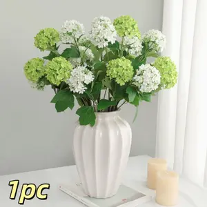 1 Branch Artificial Hydrangea Flower Vase Filler, Home Outdoor Fence Window Decor, Indoor Living Room Staircase Fireplace Decoration, Garden Party Decor