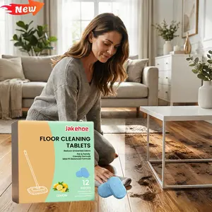 JAKEHOE Lemon Scent Floor Cleaning Tablets | Safe For All Floor Quick Dry No Residue 12 Tablets