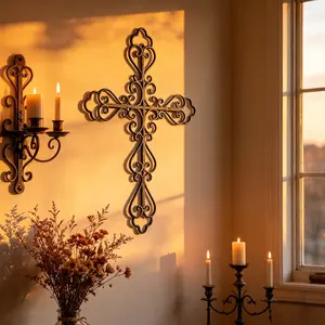 Iron Cross Wall Decor, Interior Wall Decor, 1 Count Creative Wall Hanging Ornament, Art Wall Decoration, Wall Art Decor for Home Living Room Bedroom Study Room, Home Decor Ornaments