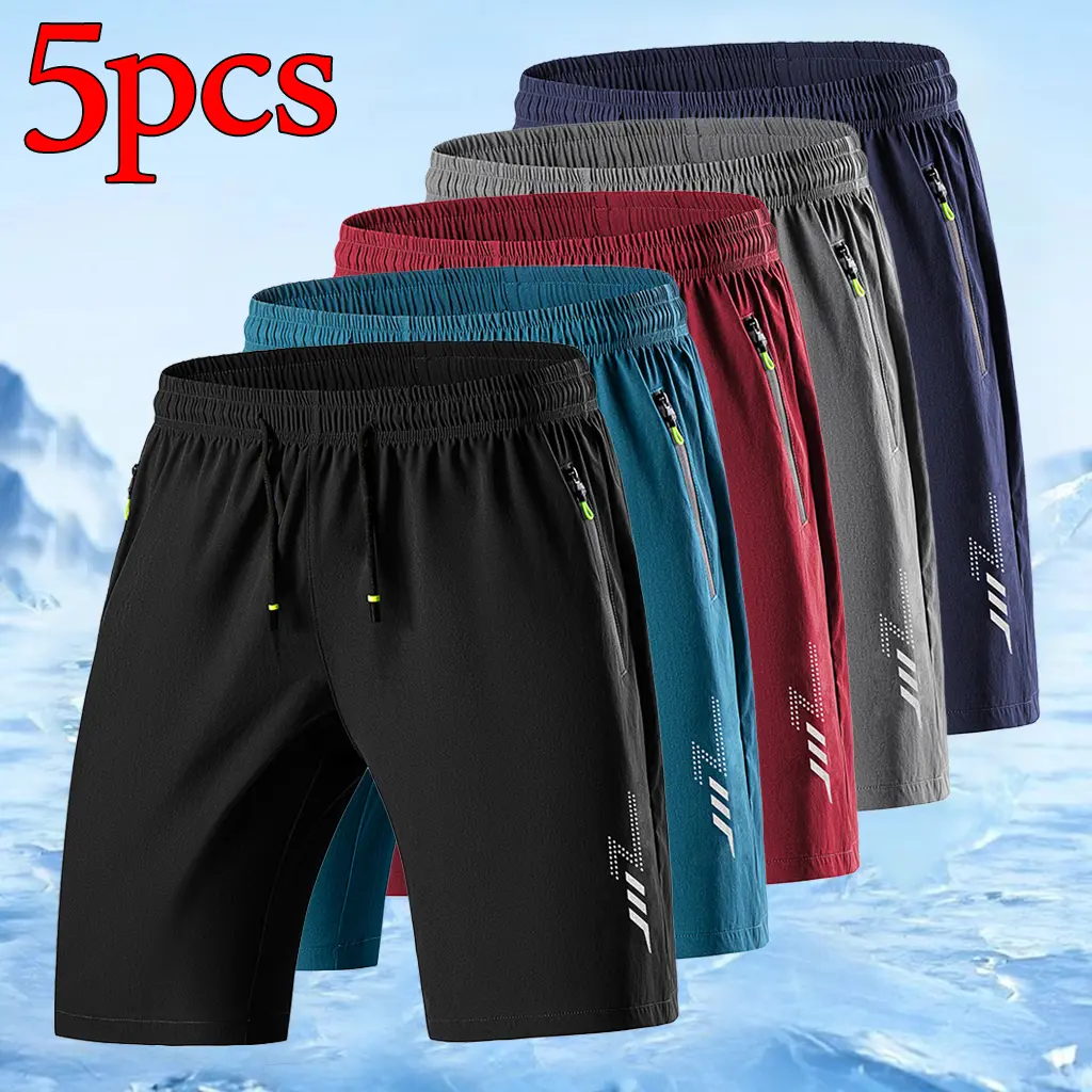 Men's 5-Pack Quick-Dry Sports Shorts Lightweight Breathable Athletic Shorts for Summer Outdoor Running Gym Shorts breathable short training solid color zipper pocket ice silk beach short fit casual pocket short regular reflective strip design tiktokshopsp