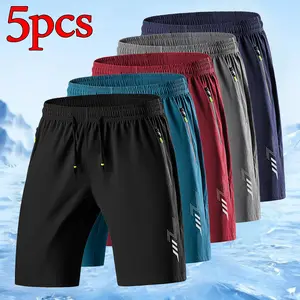 Men's 5-Pack Quick-Dry Sports Shorts Lightweight Breathable Athletic Shorts for Summer Outdoor Running Gym Shorts breathable short training solid color zipper pocket ice silk beach short fit casual pocket short regular reflective strip design tiktokshopsp