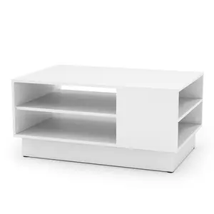 COSTWAY - Modern Coffee Table with 2-Tier Open Storage Shelves-White