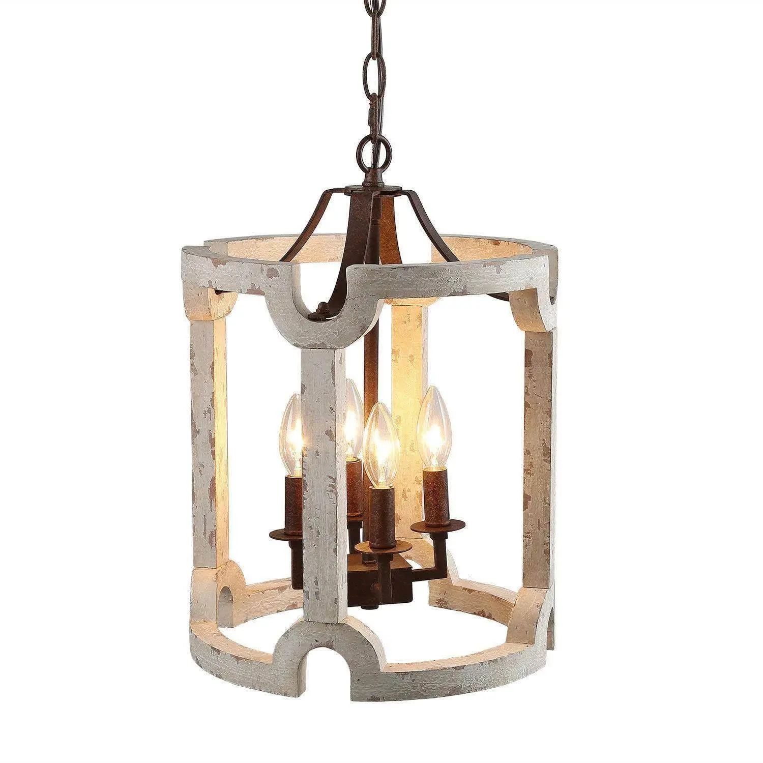 Ksana 4-Light Farmhouse Wood Cylinder Chandeliers