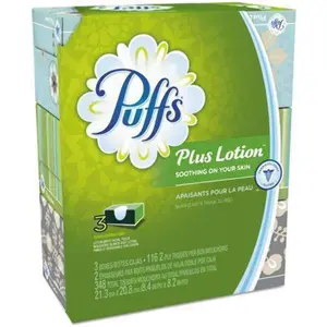 Puffs Puffs plus lotion facial tissues, 3 family boxes, 116 tissues per box, 348 Count,116 Count (Pack of 3)