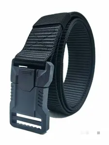 Men's Tactical Textured Belt, Adjustable Outdoor Sports Waistband, Durable Polyester Fiber, Plastic Buckle, Standard Size, Perfect for Hiking & Camping
