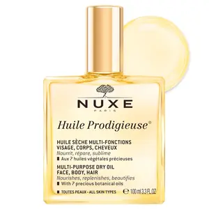 NUXE Huile Prodigieuse Multi-Purpose Dry Oil - Radiant Glow and Lightweight Hydration for Face, Body & Hair. Nourishes and Enhances, 3.3 Fl Oz