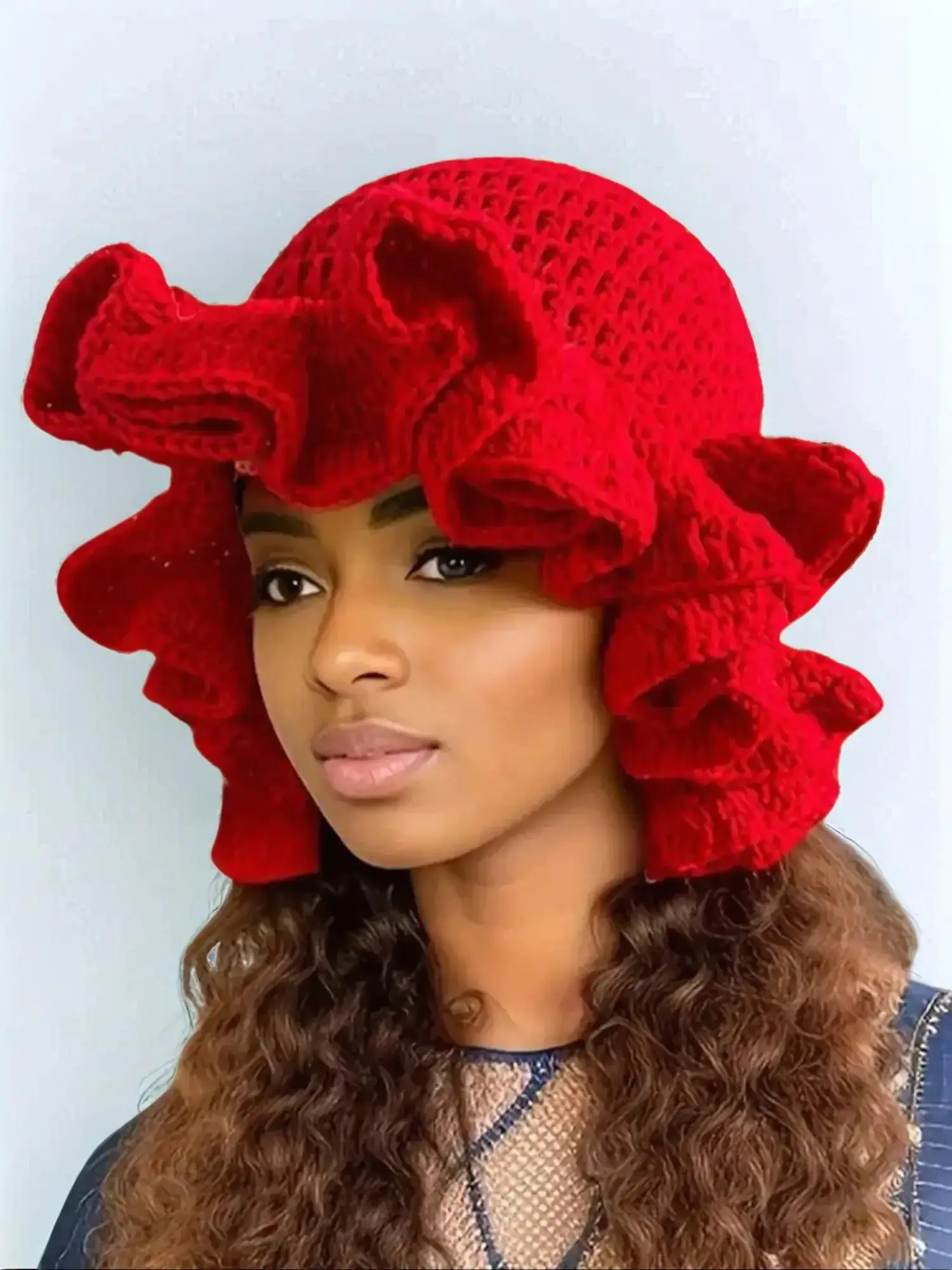 Solid Color Hollow Out Bucket Hat, Gifts for Her, Casual Wide Brim Fisherman Hat for Fall & Winter, Fashion Accessories for Women & Girls, Adjustable