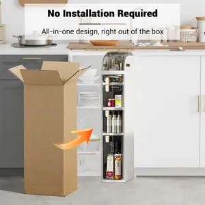 Slim Bathroom Storage Cabinet with Wheels, Multi-Tier Waterproof Narrow Storage Tower for Small Spaces, Slide Out Rolling Organizer for Kitchen, Laundry
