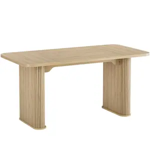 62-Inch Large Kitchen Dining Table with Grille Design, Set for 6-8 People for Home, Office and Living Room